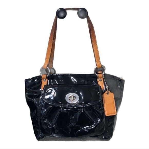 Coach Handbags - Coach W Signature Embossed Leah Patent Leather Bag